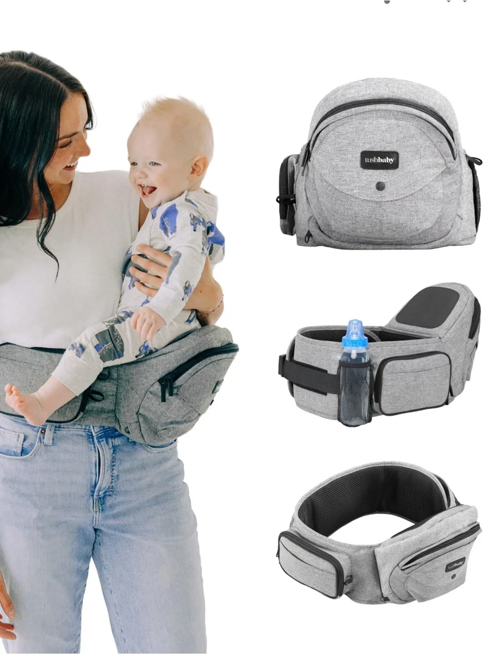 Tushbaby Gray Baby Hip Seat Carrier